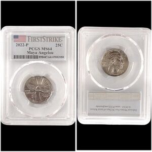 2022-P  PCGS FIRST STRIKE MS64 MAYA ANGELOU 25 CENT COIN‎